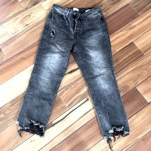 11. Simple Society 5/27 NWOT sz 5/27 distressed/ripped button fly black/…